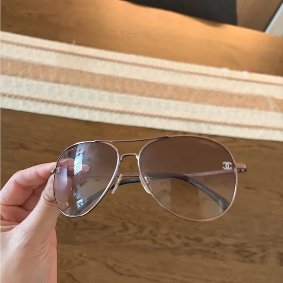 CHANEL Pilot Sunglasses with Pink Hue Lenses - Picture 2 of 6